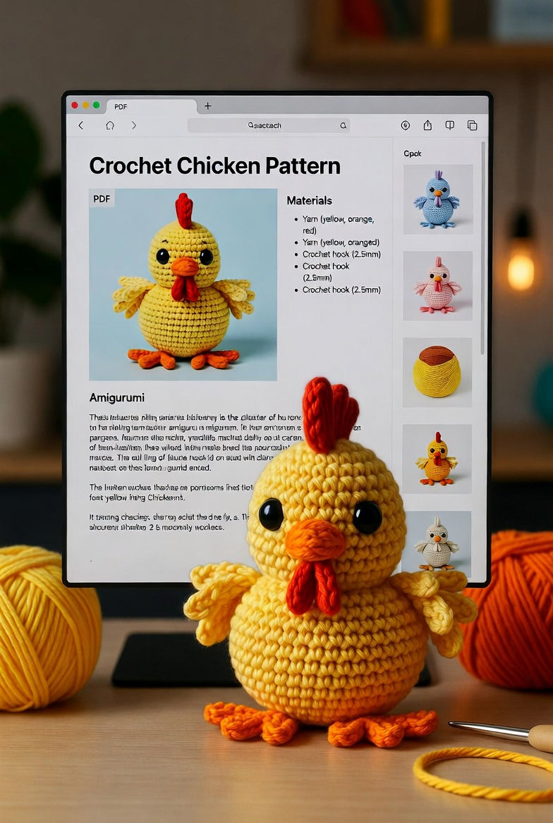 Amigurumi Chicken Crochet Pattern – Cute Farm Chicken Plush DIY
